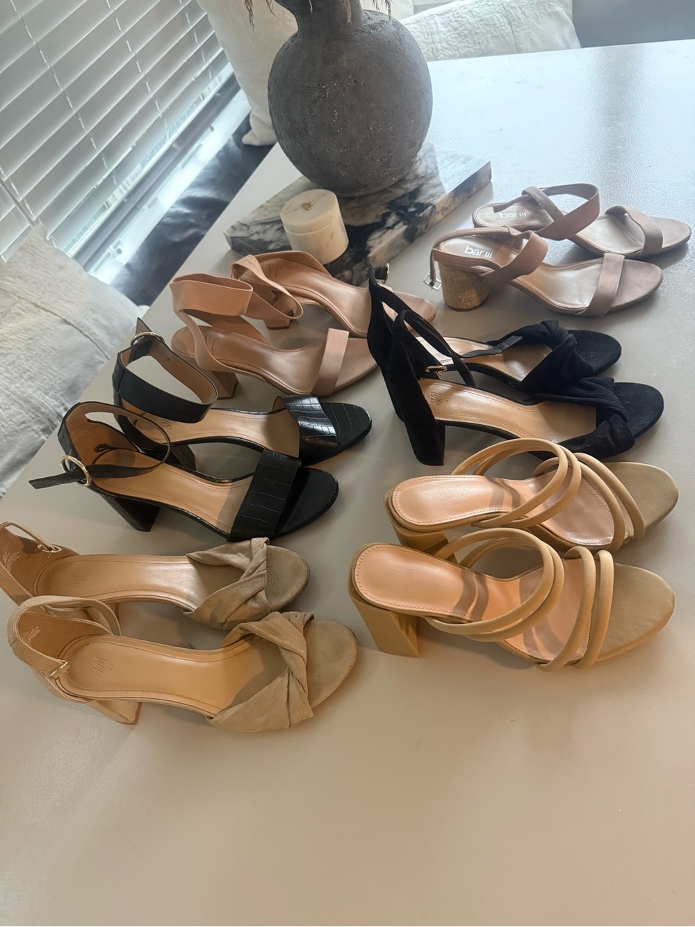 Women's Sandals in Tan, Black, and Blush Pink